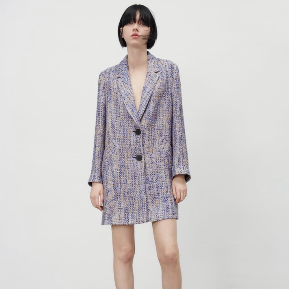 Zara textured coat, multi color, XS